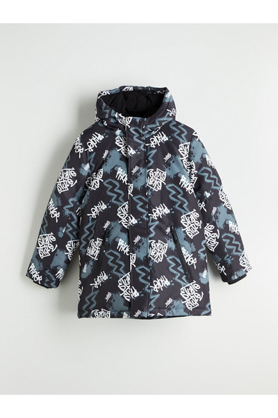 LC Waikiki Kids Black Hooded Boy's Coat