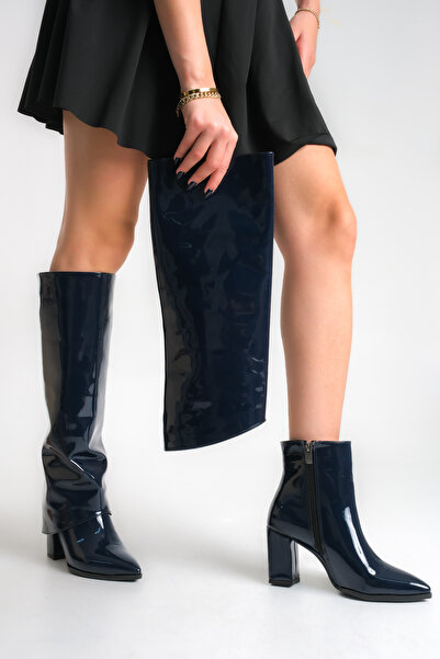 Shoesers Жіночі черевики-боти з особливим дизайном, що знімаються, на товстому каблуці, з гострим носком, на блискавці