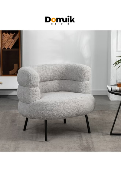 Domuik Modern Boucle Accent Chair with Scandi-Style Legs 74x62x70cm