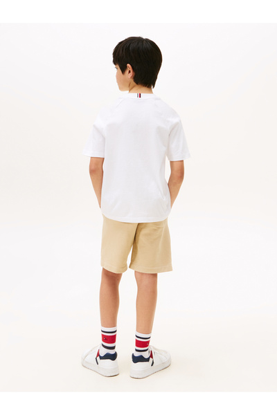 Tommy Hilfiger Boys White Mixed Logo Raglan Sleeve T-Shirt