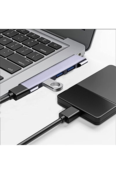 SKYDDAR INNOVATION USB-C 4in1 Docking Station – 3x USB 2.0, 1x USB 3.0, Stable Transfer, sticker set, Gray