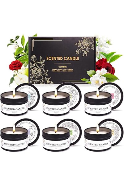 KIYTARBOO Set of 6 Scented Soy Wax Candles 6 x 70g, Aromatherapy, Modern Design