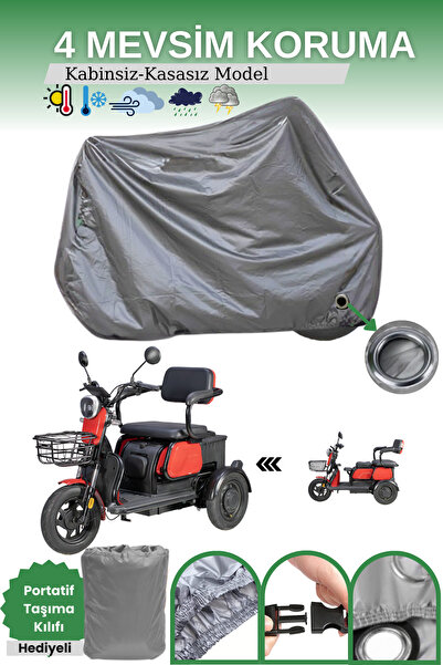 Breen غطاء دراجة نارية كهربائية بثلاث عجلات متوافق مع قفل رمادي اللون