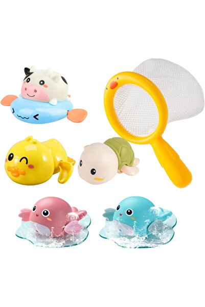 Generic 6-piece Animal Bath Toys Set with Fishing Net for Children Ages 1-3