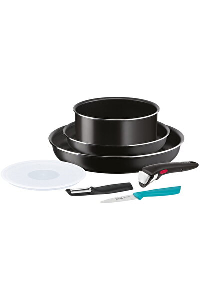 TEFAL Set 7 piese Ingenio Essentials, indicator Thermo-Signal, invelis antiaderent Titanium, 18 / 22