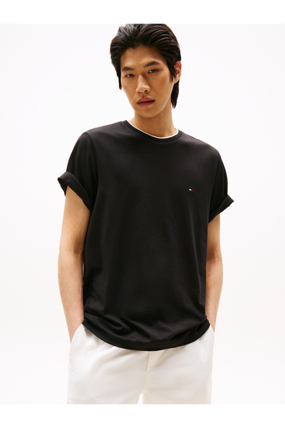 Tommy Hilfiger Men Black Tipped Crew Neck T-Shirt