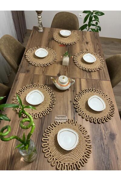 Namteks Jute,american service, runner, tablecloth, 6 flat-supla