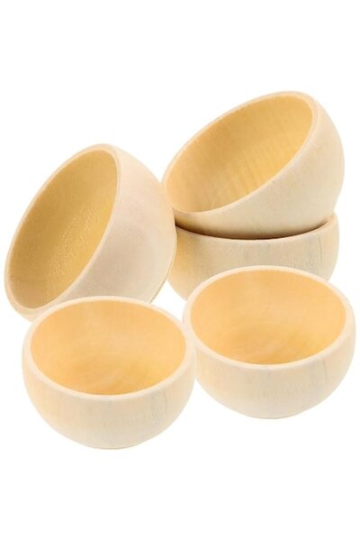 SEWACC Set de 5 boluri mici din lemn SEWACC, nefinisate, diametru 5,5 cm, înălțime 3 cm