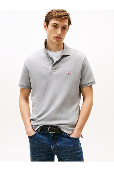 Tommy Hilfiger Men Grey Regular Fit Short Sleeve Polo T-Shirt