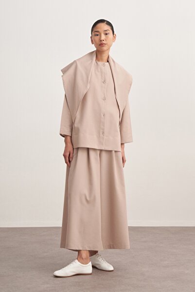 EBU Prive Women's Gabardine Jacket Shirt Beige