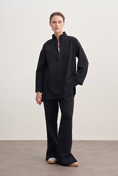 EBU Prive Γυναικείο Interlock D ψηλός λαιμός Sweat Navy Blue