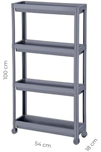 Yıldızan lvn Slim 4 Katlı Tekerlekli Raf Ünitesi - Dar Alanlar İçin Mutfak & ...