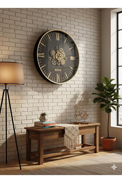 AAA 80 cm XXL Lüks Duvar Saati - İskelet Mekanizmalı Dev Boyutlu Dekor