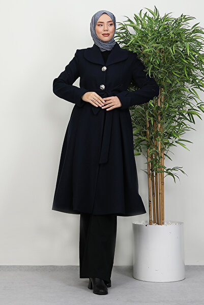 Lamia Giyim Pilise Detay Kaban Lacivert