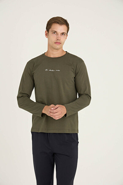 KLY %100 Pamuk Erkek O.Yaka Pijama Takımı Modern Tasarım