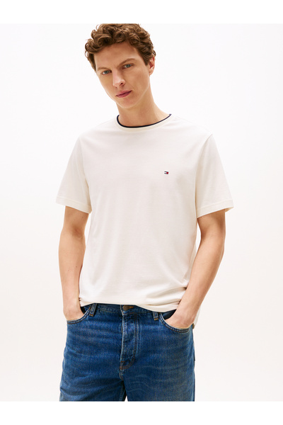 Tommy Hilfiger Men Pink Tipped Crew Neck T-Shirt