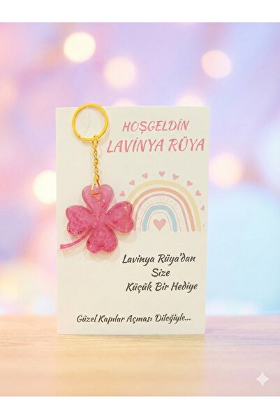 LMS EPOKSİ Kişiye Özel 25 Adet Kartlı Yonca Anahtarlık - Doğum Günü, Mevlid, ...