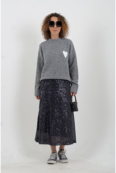 Zelish My Sister Fusta clopot cu paiete, lungime midi, afumată