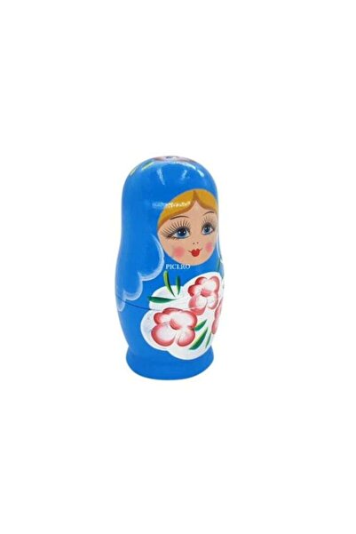 OEM Set of 6 Matryoshka Dolls, Wooden, Blue