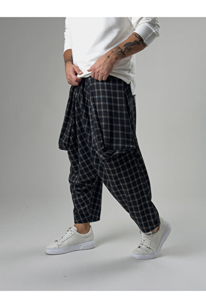 COCOPELLI Men's Thin Plaid Avant-Garde Baggy Pants Coc2572