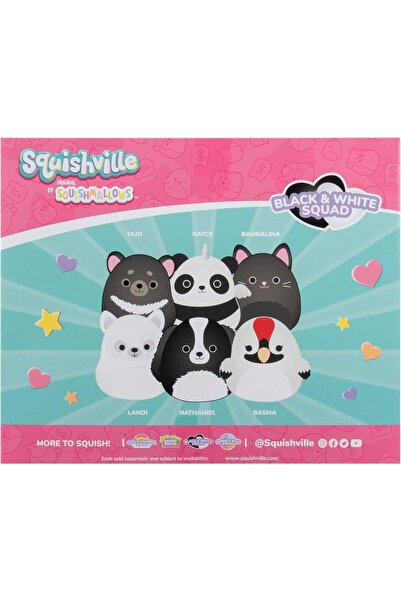 Jazwares Squishville Original Squishmallows Black and White Squad Plush - 6-Pack (2-Inch)
