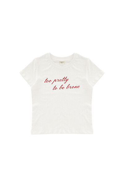 lethestudios Μπλουζάκι με στάμπα "Broke" σε στυλ Baby Tee Crop Top