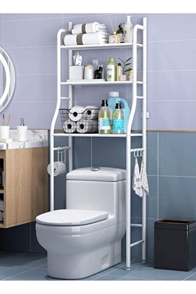 BLOOMING TIME منظم رف تخزين مناشف بثلاثة رفوف فوق المرحاض، موفر للمساحة في ال...