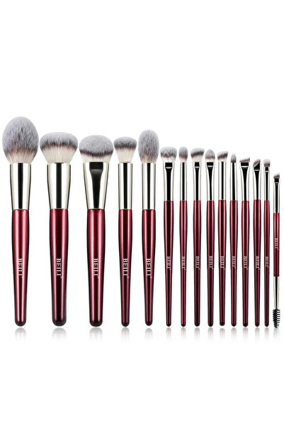 BEILI Red PR15 Vegan 15-piece Makeup Brush Set
