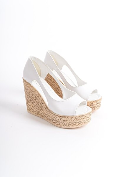 asmi shoes Women's Beleon White 11 cm Platform Wedge Heeled Shoes