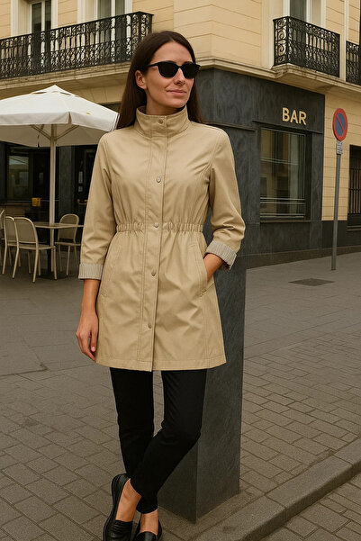 comstar Γυναικεία κοντή καμπαρντίνα με επένδυση Premium σε μπεζ χρώμα