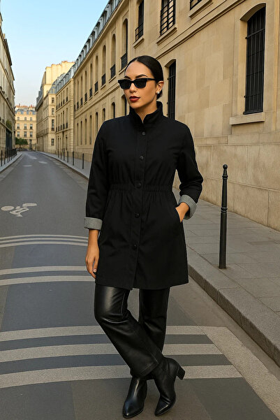 comstar Trenci scurt negru în dungi pentru femei basic Trend