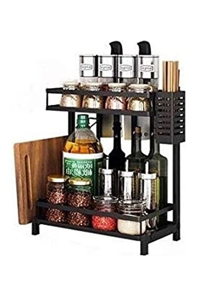 ARTC 2-Layer Stainless Steel Spice Rack Organizer Black 41x21x10cm