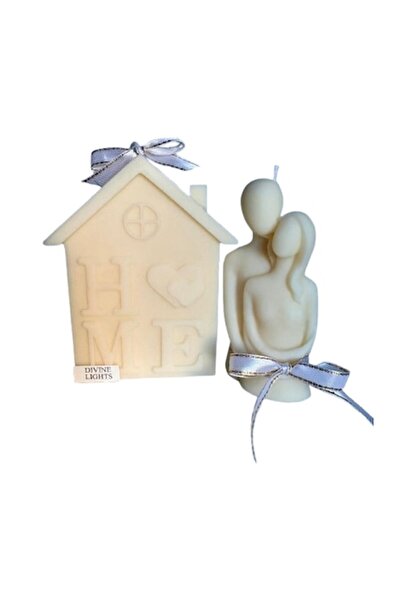 Divine Lights candle set - scented soy wax, house-shaped, multicolor