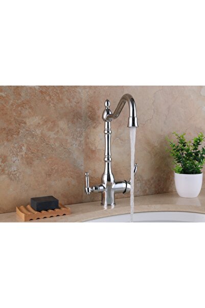 Fualora صنبور مطبخ ريفي مطلي بالكروم