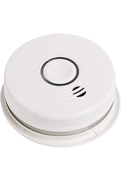 kidde كاشف دخان لاسلكي، بطارية تدوم 10 سنوات، تنبيهات صوتية، مستشعر ضوئي كهربائي، أبيض