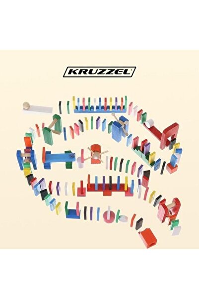 KRUZZEL Set Domino din lemn, 407 piese, multicolor