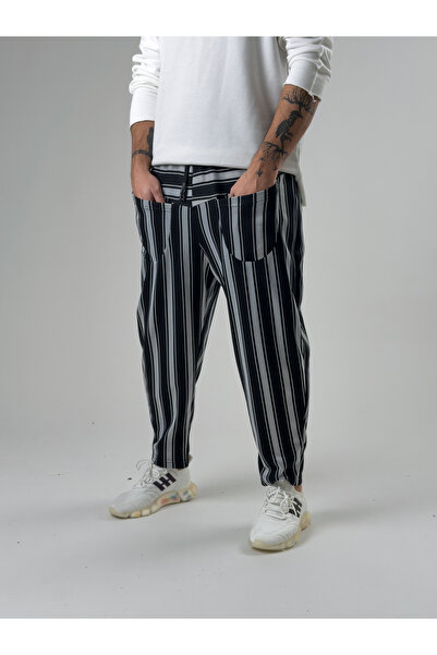 COCOPELLI Black and White Men's Baguette Pants with Front Pocket Detail Coc2600