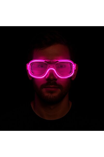 TanOzel Pink led light party glasses - neon glow strip glasses with 3 modes