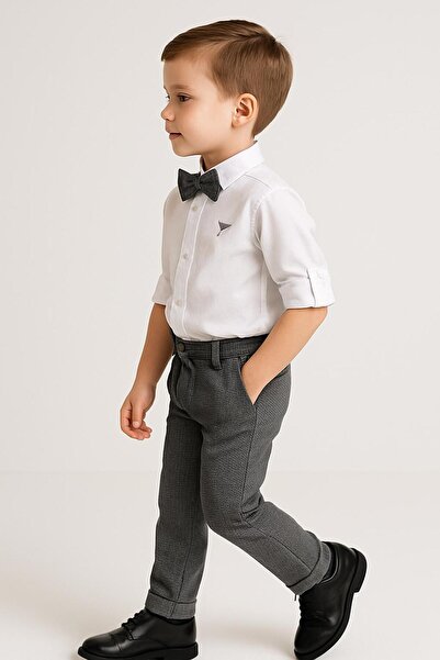 Esterella Boy's Special Day/ Embroidery Shirt Pants Bow Tie Suit/Double Leg Lace-Up Pants
