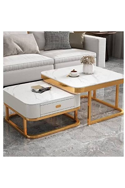 NKX طاولة قهوة مستديرة صغيرة بسيطة حديثة فاخرة خفيفة لغرفة المعيشة والمنزل