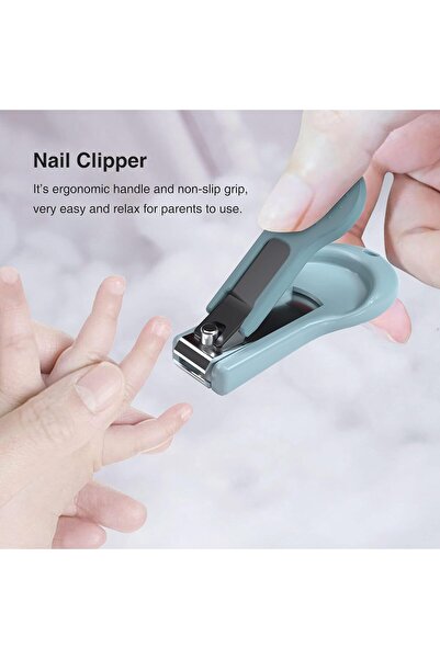 Generic 4-in-1 Baby Nail Care Set - Clippers, Soft-Tip Tweezers, Non-Slip Scissors, Glass Nail File (Blue)