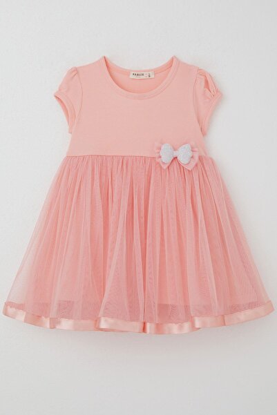 Breeze فستان بناتي من التول مع إكسسوارات فيونكة لامعة، للأعمار من 2 إلى 6 سنوات، لون السلمون
