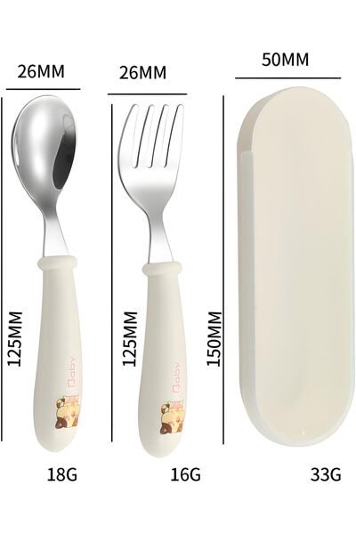 CarsMinders 3-Piece Kids Cutlery Set - Stainless Steel 304 Fork & Spoon with Silicone Handles, Dishwasher Safe