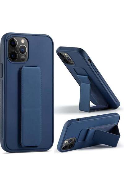 Generic Navy Blue Back Protective Cover with Finger Holder/Stand Compatible w...