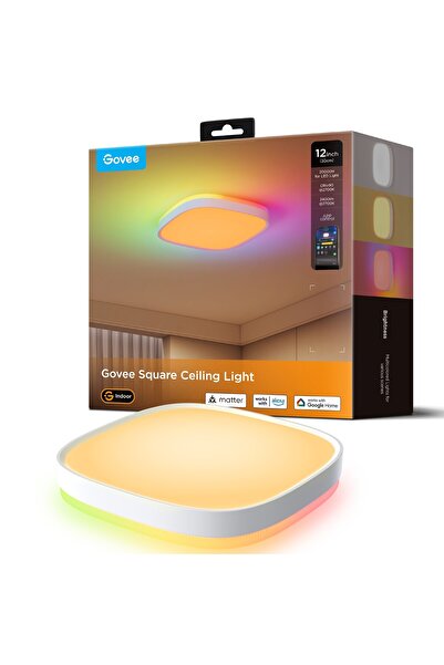 Govee RGBWW + RGBIC Kare Akıllı Tavan Armatürü 12 İnç H80A4C01