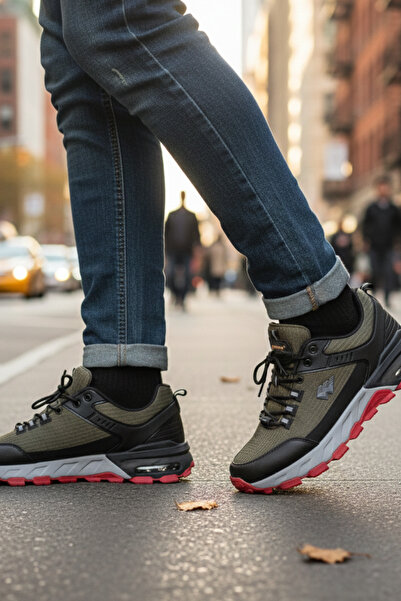 Wickers أحذية المشي الخارجية للرجال – أسود كاكي – نعل غير قابل للانزلاق – ممتص للصدمات – أحذية رياضية كاجوال