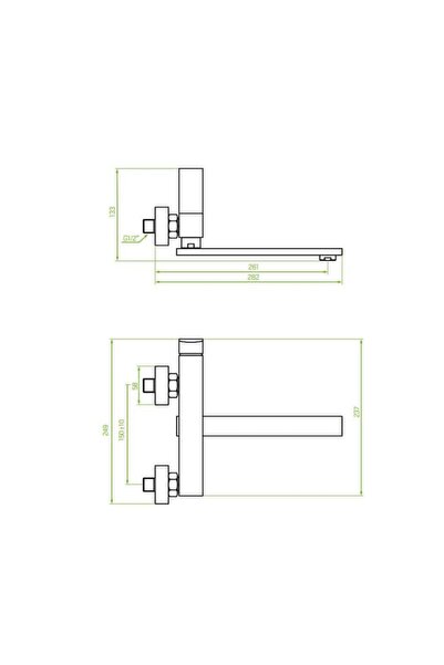 Laveo Baterie chiuvetă bucătărie BLQ 080V, montare pe perete, pipă lungă 282 mm, cromată