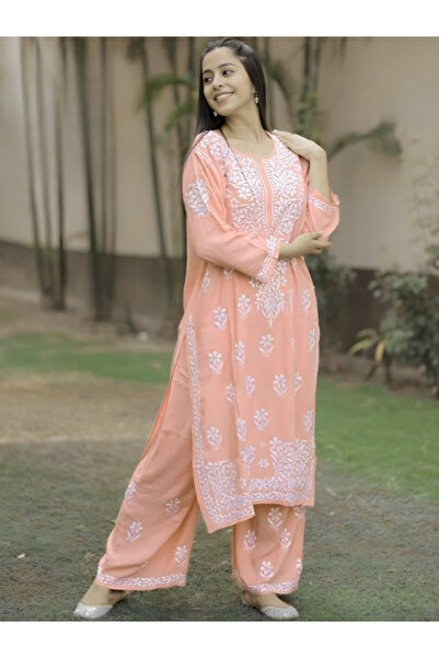 MYSMAR سلوار قميص من القطن رايون بلون الخوخ - HRT2315 | خوخي