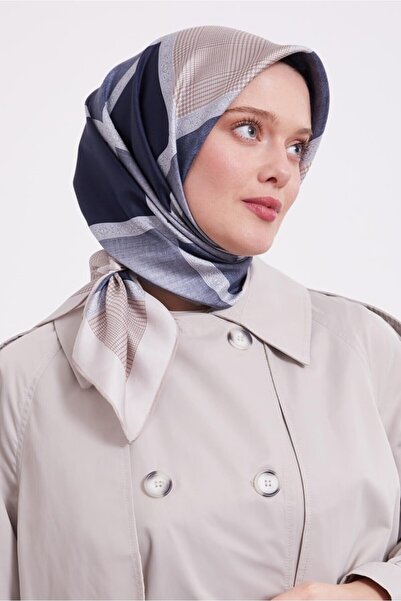 Levidor Trend Twill Scarf Ldt286 Geometric Pattern 01-Navy Blue-Beige