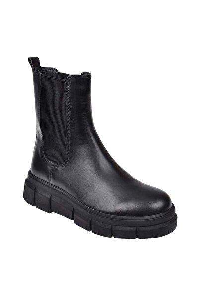 pullman Hakiki Deri Yanı Lastikli Kadın Bot KMP-334708 SİYAH